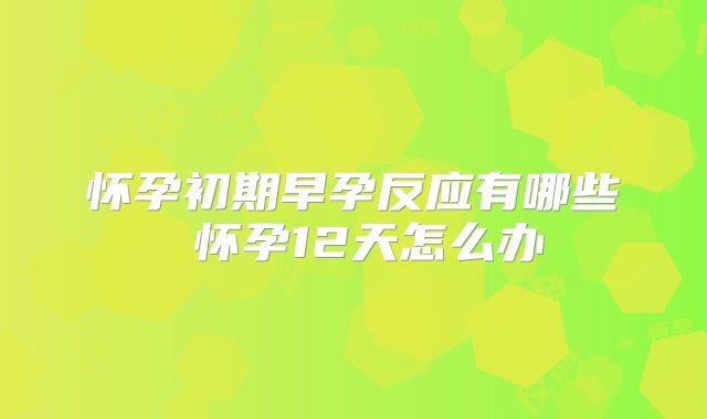 怀孕初期早孕反应有哪些 怀孕12天怎么办