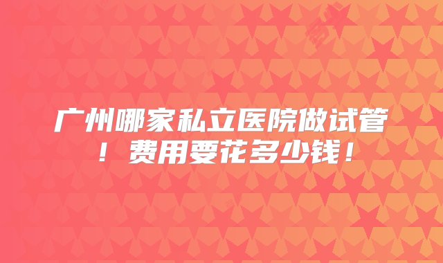 广州哪家私立医院做试管！费用要花多少钱！