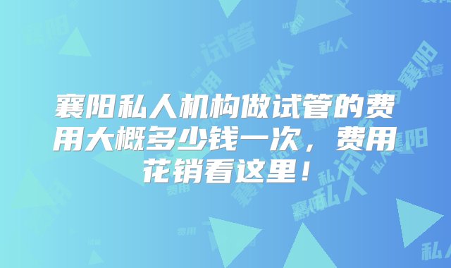 襄阳私人机构做试管的费用大概多少钱一次，费用花销看这里！