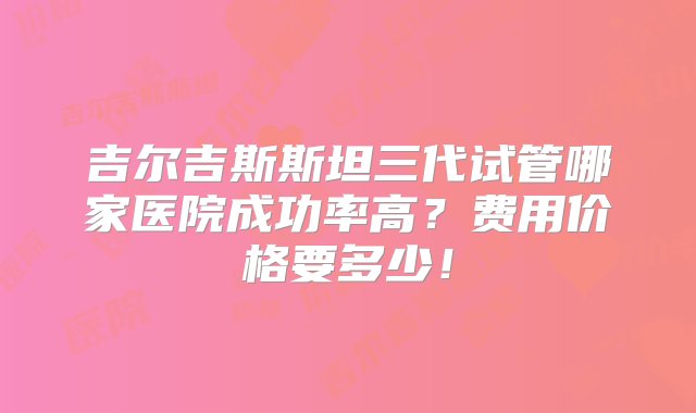 吉尔吉斯斯坦三代试管哪家医院成功率高？费用价格要多少！