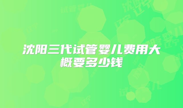 沈阳三代试管婴儿费用大概要多少钱