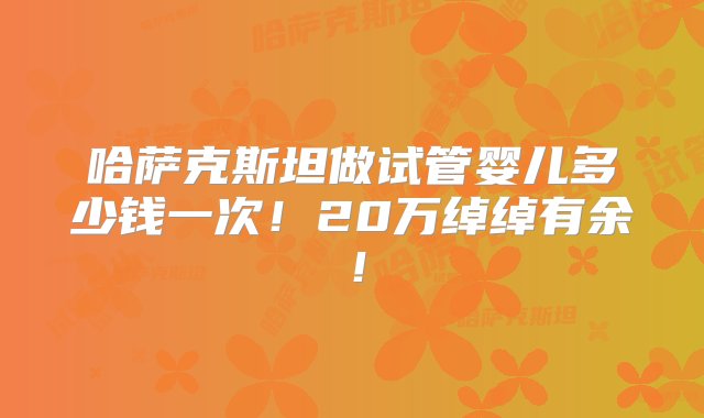 哈萨克斯坦做试管婴儿多少钱一次！20万绰绰有余！