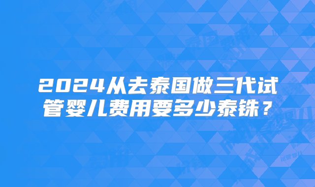 2024从去泰国做三代试管婴儿费用要多少泰铢？