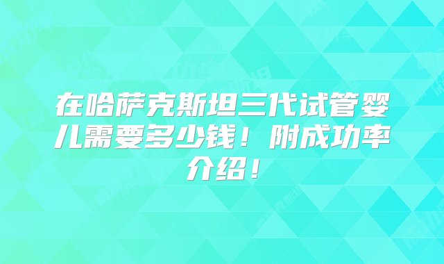 在哈萨克斯坦三代试管婴儿需要多少钱！附成功率介绍！