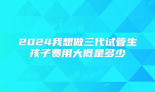 2024我想做三代试管生孩子费用大概是多少