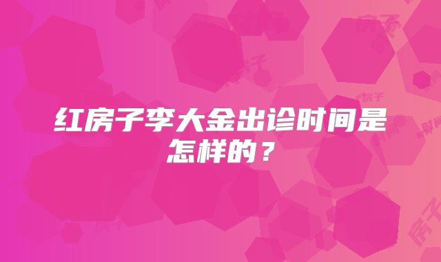 红房子李大金出诊时间是怎样的？