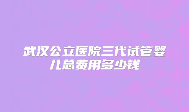 武汉公立医院三代试管婴儿总费用多少钱