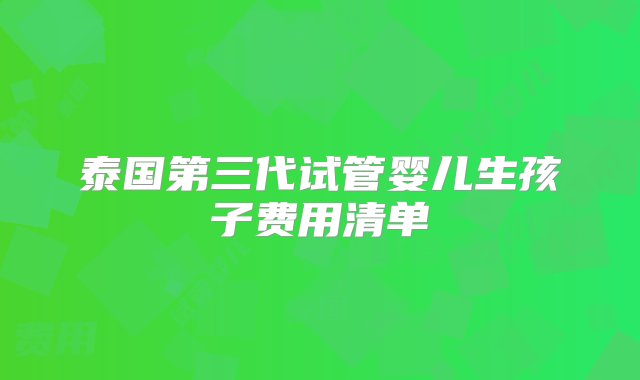 泰国第三代试管婴儿生孩子费用清单