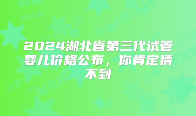 2024湖北省第三代试管婴儿价格公布，你肯定猜不到