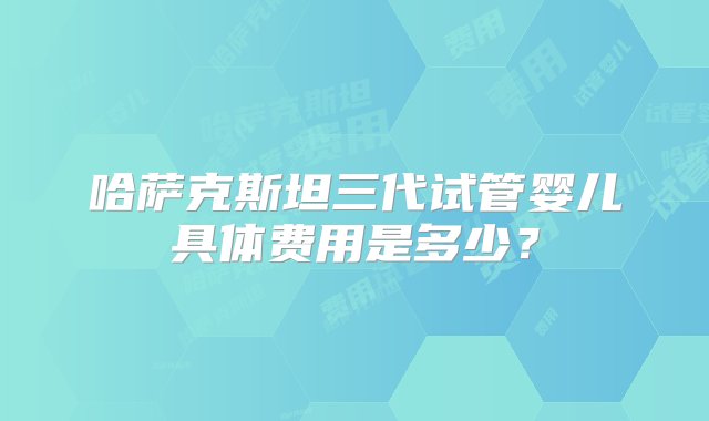 哈萨克斯坦三代试管婴儿具体费用是多少？