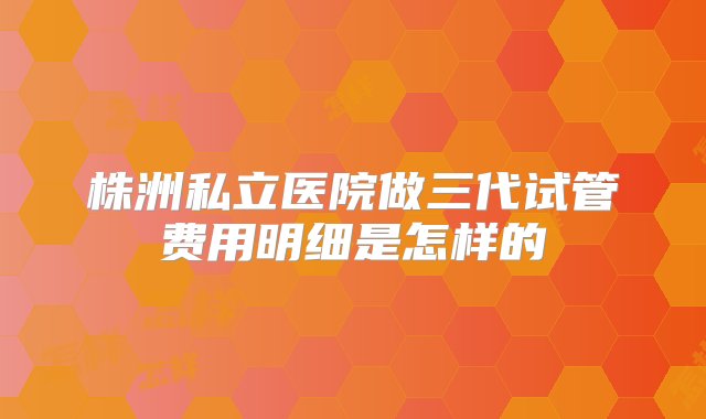 株洲私立医院做三代试管费用明细是怎样的