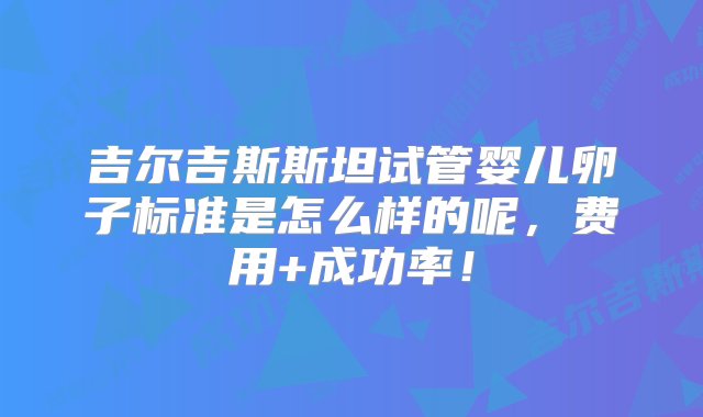 吉尔吉斯斯坦试管婴儿卵子标准是怎么样的呢，费用+成功率！