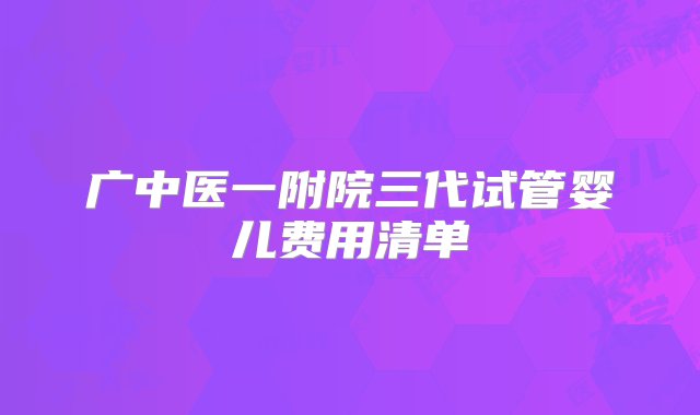 广中医一附院三代试管婴儿费用清单