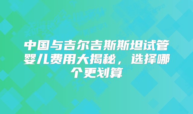 中国与吉尔吉斯斯坦试管婴儿费用大揭秘，选择哪个更划算