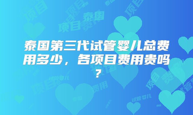 泰国第三代试管婴儿总费用多少，各项目费用贵吗？