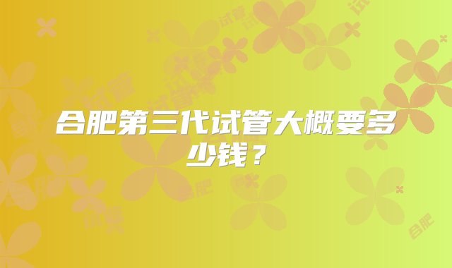 合肥第三代试管大概要多少钱？