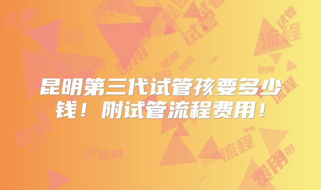 昆明第三代试管孩要多少钱！附试管流程费用！