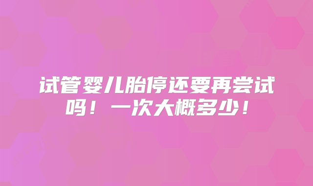 试管婴儿胎停还要再尝试吗！一次大概多少！