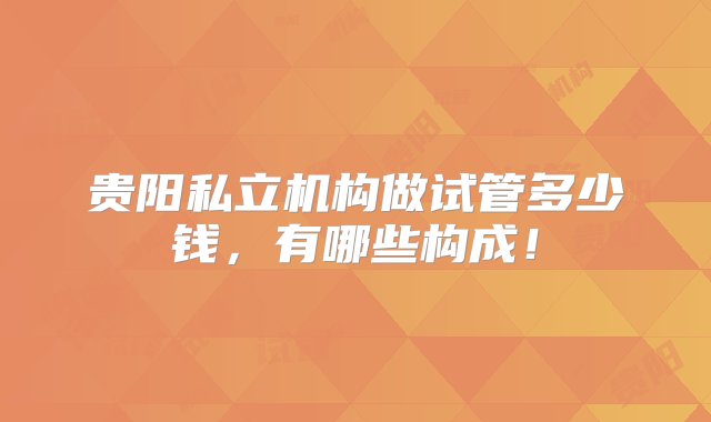 贵阳私立机构做试管多少钱，有哪些构成！