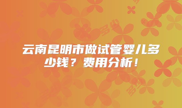 云南昆明市做试管婴儿多少钱？费用分析！