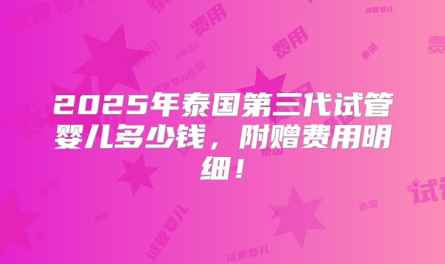 2025年泰国第三代试管婴儿多少钱，附赠费用明细！