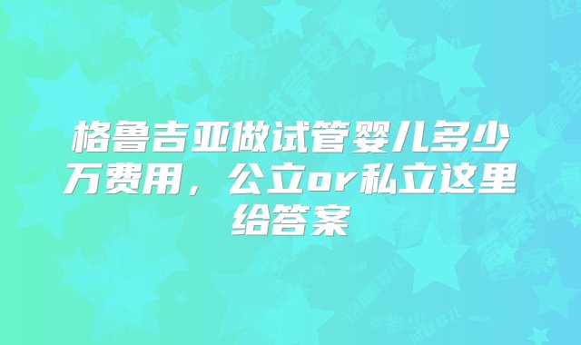 格鲁吉亚做试管婴儿多少万费用，公立or私立这里给答案