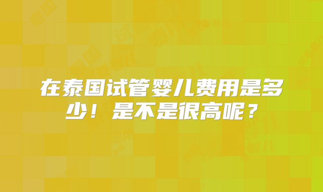 在泰国试管婴儿费用是多少！是不是很高呢？