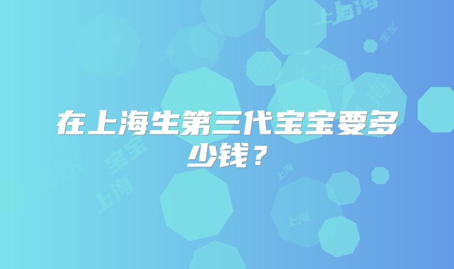 在上海生第三代宝宝要多少钱？