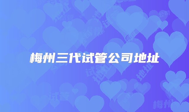 梅州三代试管公司地址