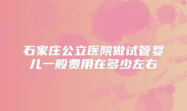 石家庄公立医院做试管婴儿一般费用在多少左右