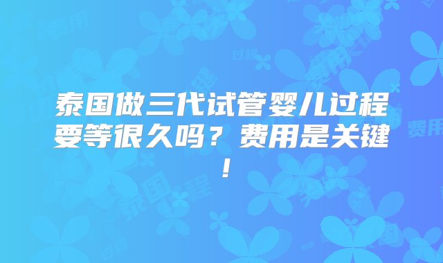 泰国做三代试管婴儿过程要等很久吗？费用是关键！