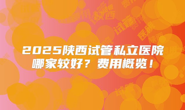 2025陕西试管私立医院哪家较好？费用概览！