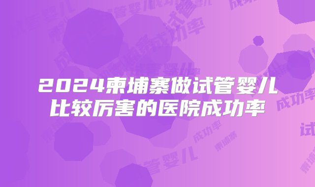 2024柬埔寨做试管婴儿比较厉害的医院成功率