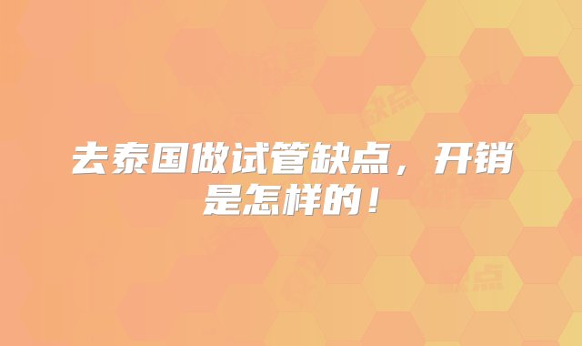 去泰国做试管缺点，开销是怎样的！