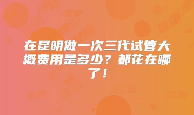 在昆明做一次三代试管大概费用是多少？都花在哪了！