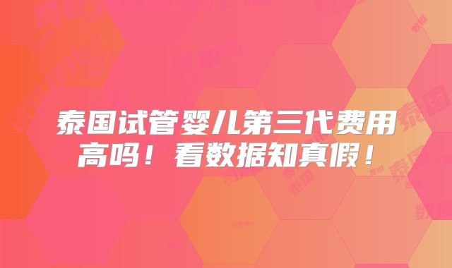 泰国试管婴儿第三代费用高吗！看数据知真假！