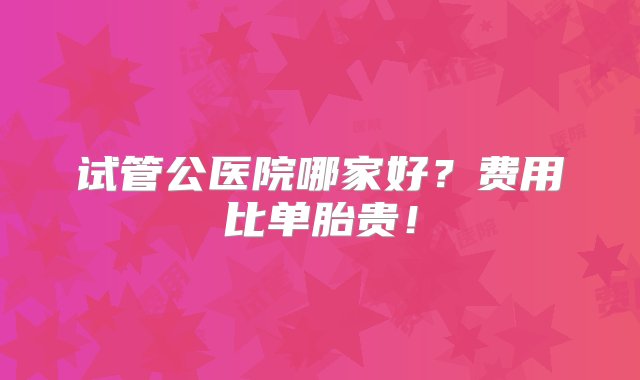 试管公医院哪家好？费用比单胎贵！