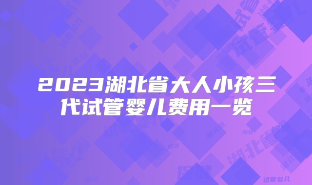 2023湖北省大人小孩三代试管婴儿费用一览