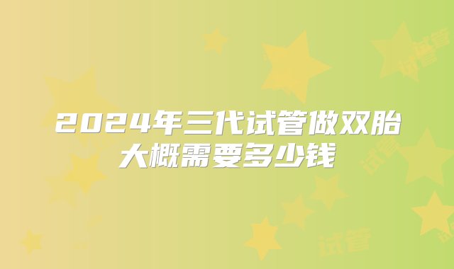 2024年三代试管做双胎大概需要多少钱