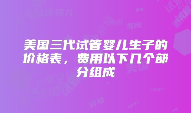 美国三代试管婴儿生子的价格表，费用以下几个部分组成