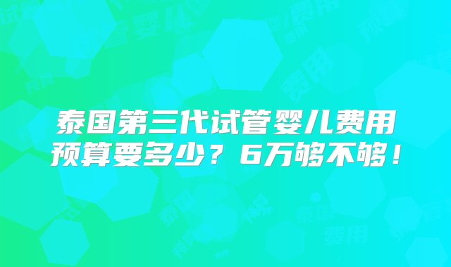 泰国第三代试管婴儿费用预算要多少？6万够不够！