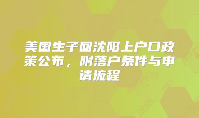 美国生子回沈阳上户口政策公布，附落户条件与申请流程