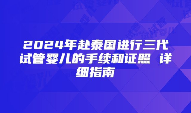 2024年赴泰国进行三代试管婴儿的手续和证照 详细指南