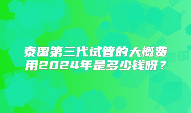 泰国第三代试管的大概费用2024年是多少钱呀？