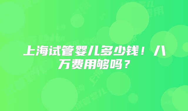 上海试管婴儿多少钱！八万费用够吗？