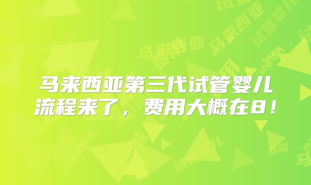 马来西亚第三代试管婴儿流程来了，费用大概在8！