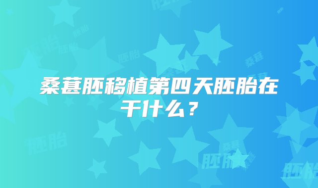 桑葚胚移植第四天胚胎在干什么？