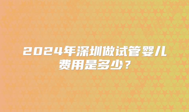 2024年深圳做试管婴儿费用是多少？