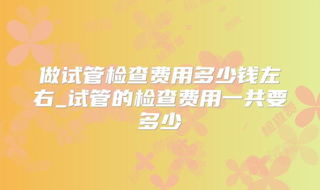 做试管检查费用多少钱左右_试管的检查费用一共要多少