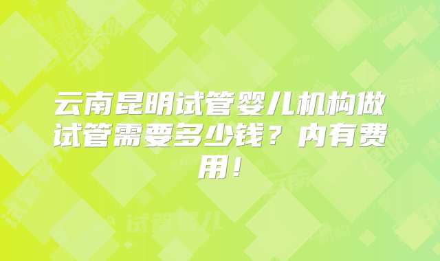 云南昆明试管婴儿机构做试管需要多少钱？内有费用！